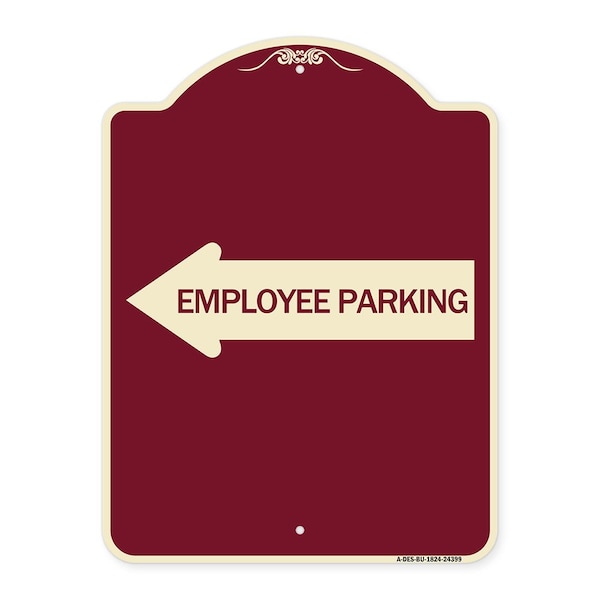 Signmission Employee Parking With Left Arrow Heavy-Gauge Aluminum Architectural Sign, 24" x 18", BU-1824-24399 A-DES-BU-1824-24399 - main